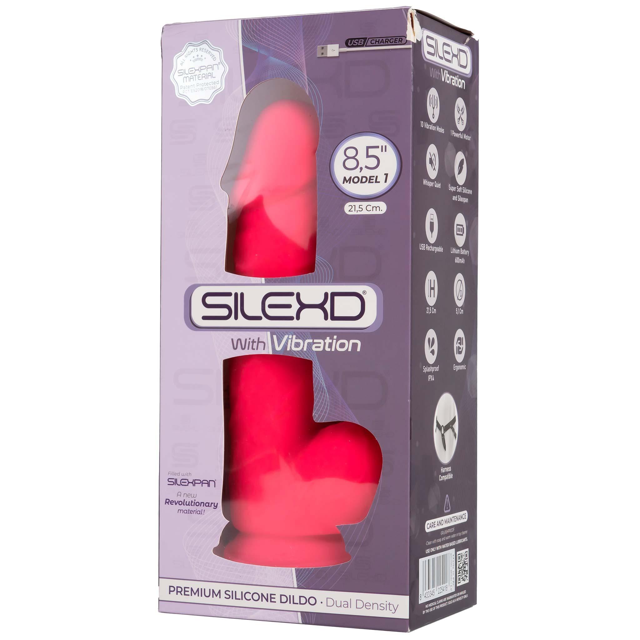 SILEXD Premium Silicone Dildo Model 1 Vibration 21,5 cm, Pink
