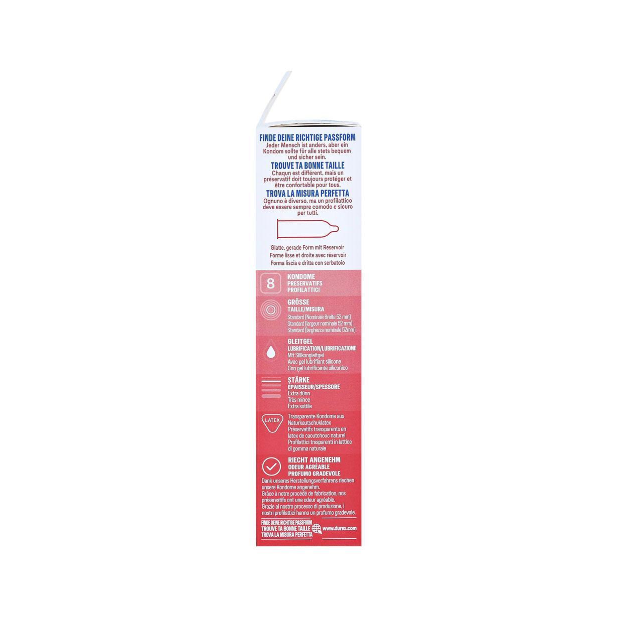 Durex Extra Dünn Condoms 8 pcs, with Reservoir, Ø 52mm, 190mm