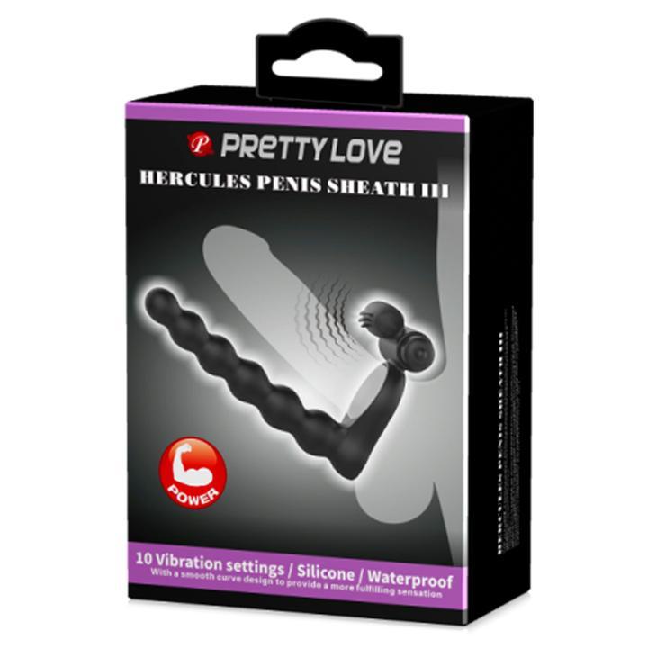 PRETTY LOVE - Hercules Penis Sheath Iii, 10 functions of vibrationwaterproof, silicone1 AAA battery 153-96-65