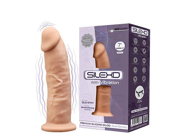 SILEXD Premium Silicone Dildo Model 2 Vibration, 17,5 cm, Flesh
