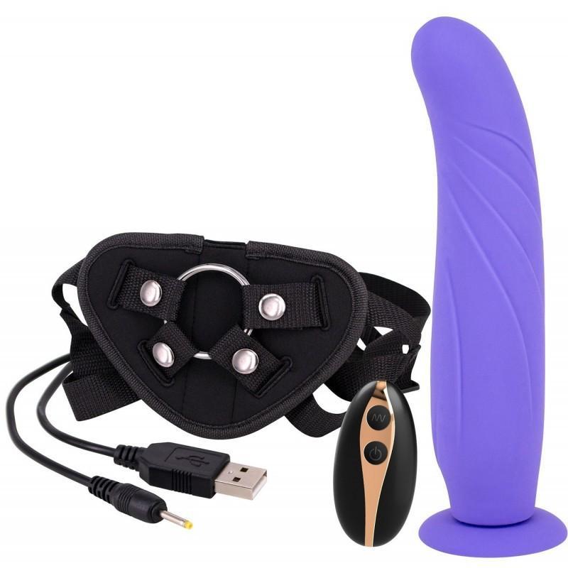 Strap On 9 Vib. Remote Control - USB Rechargeable, Purple
