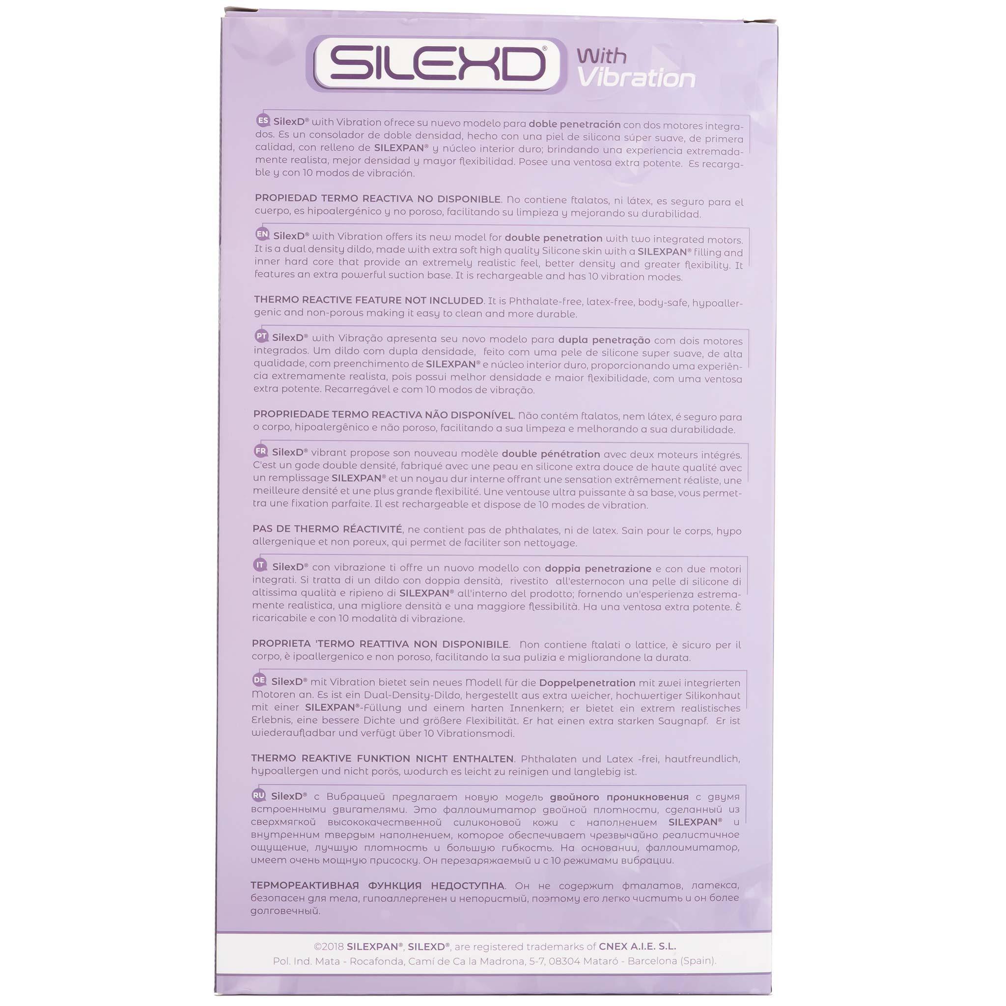 SILEXD Premium Silicone Dildo Model 1 Double Penetration Vibration, 17,5 & 19,5 cm, Flesh
