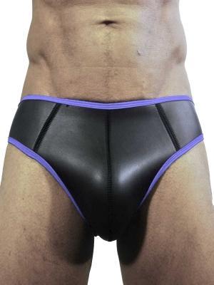 Rude Rider Neoprene Brief Open Back Bottoms Black/Blue, M size
