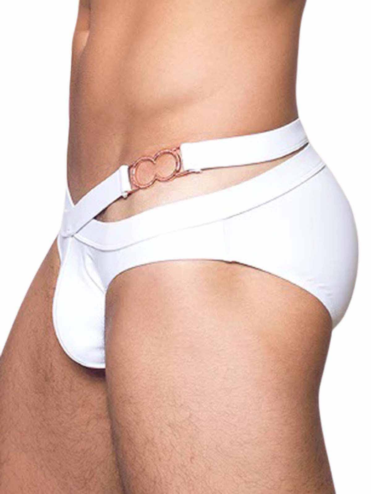 2Eros BLK Double Strap Swim Brief V20 White