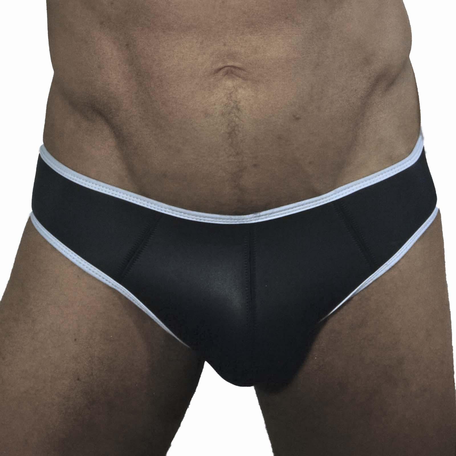 Rude Rider Neoprene Brief Open Back Bottoms Black/White, M size
