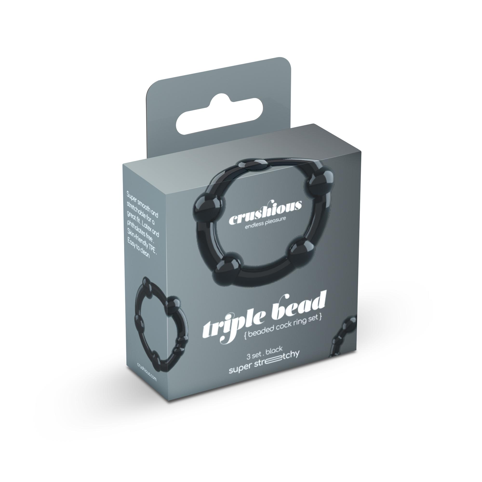 Triple Bead Cockring Set Black Crushious