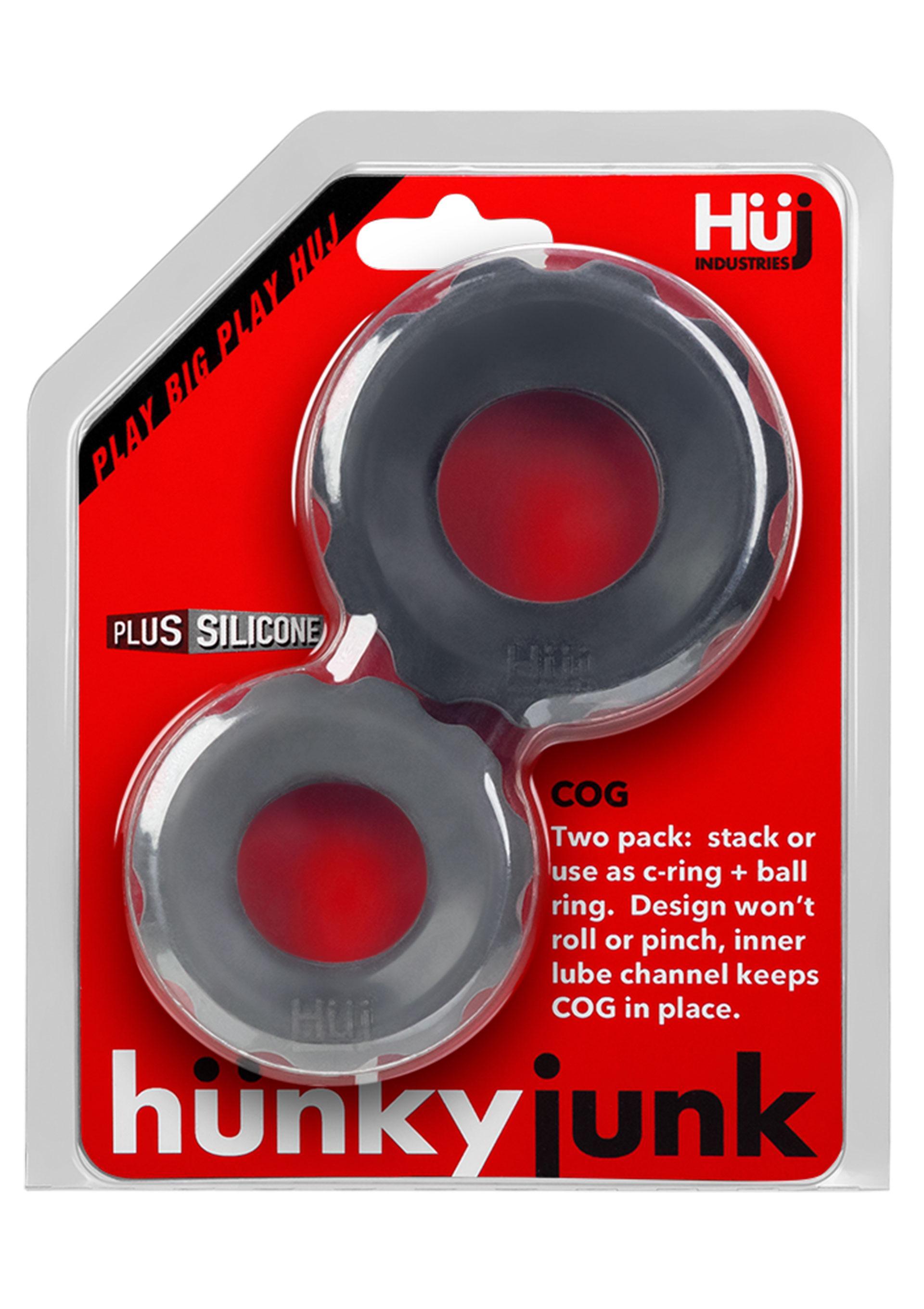 Hnky Junk Cog 2-Size Cockrings, Grey/Black