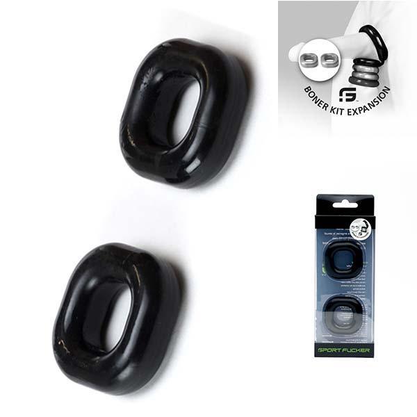 Sport Fucker Boner Expansion 2-Pack Cockring, Black