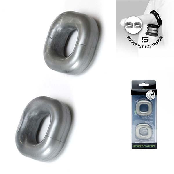 Sport Fucker Boner Expansion 2-Pack Cockring, Silver