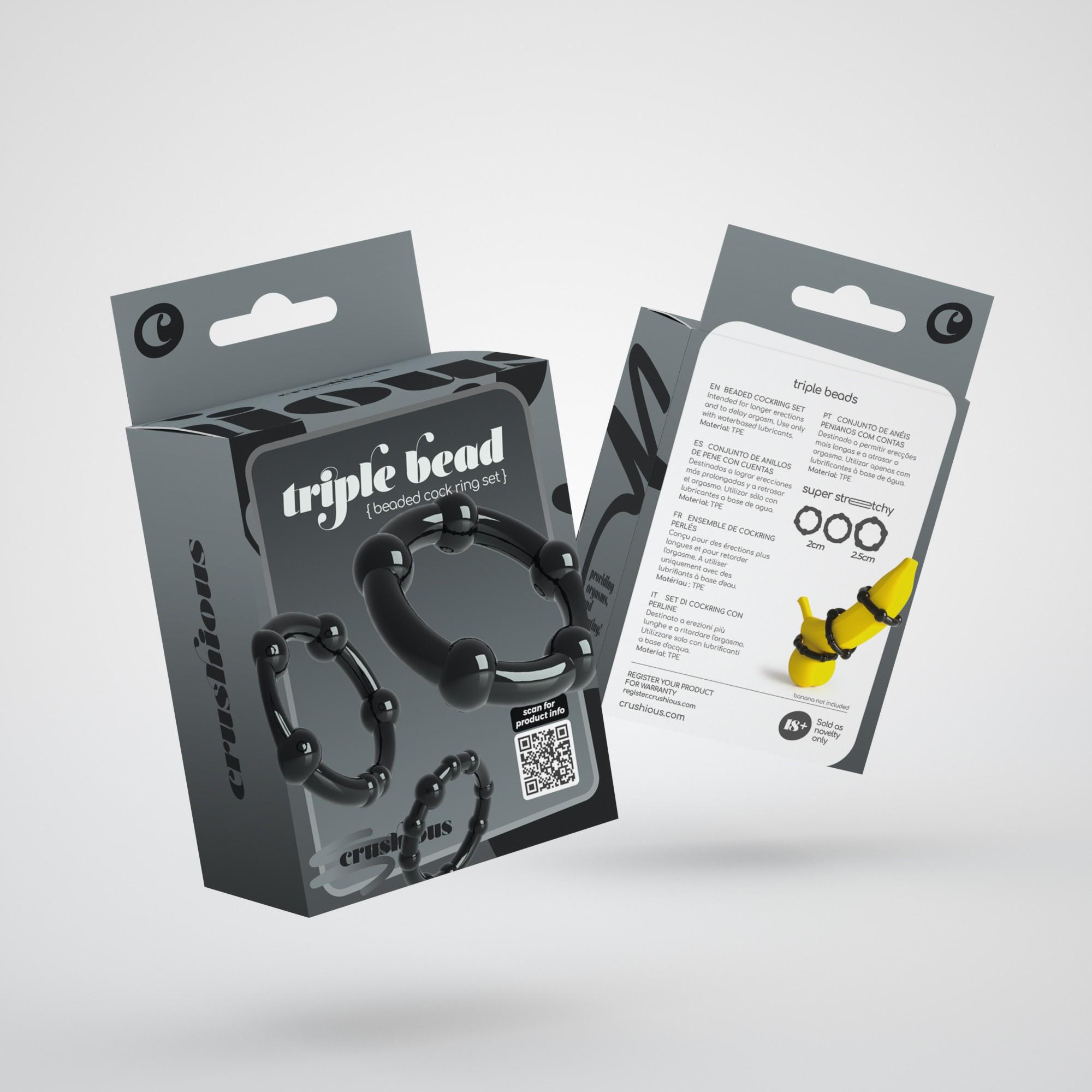 Triple Bead Cockring Set Black Crushious