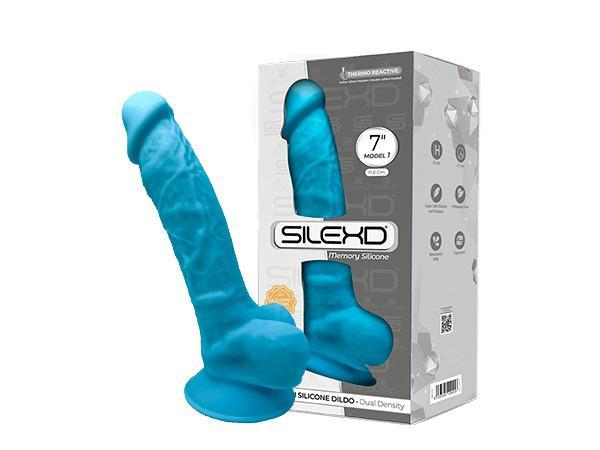 SILEXD Premium Silicone Dildo Model 1, 17,6 cm, Blue