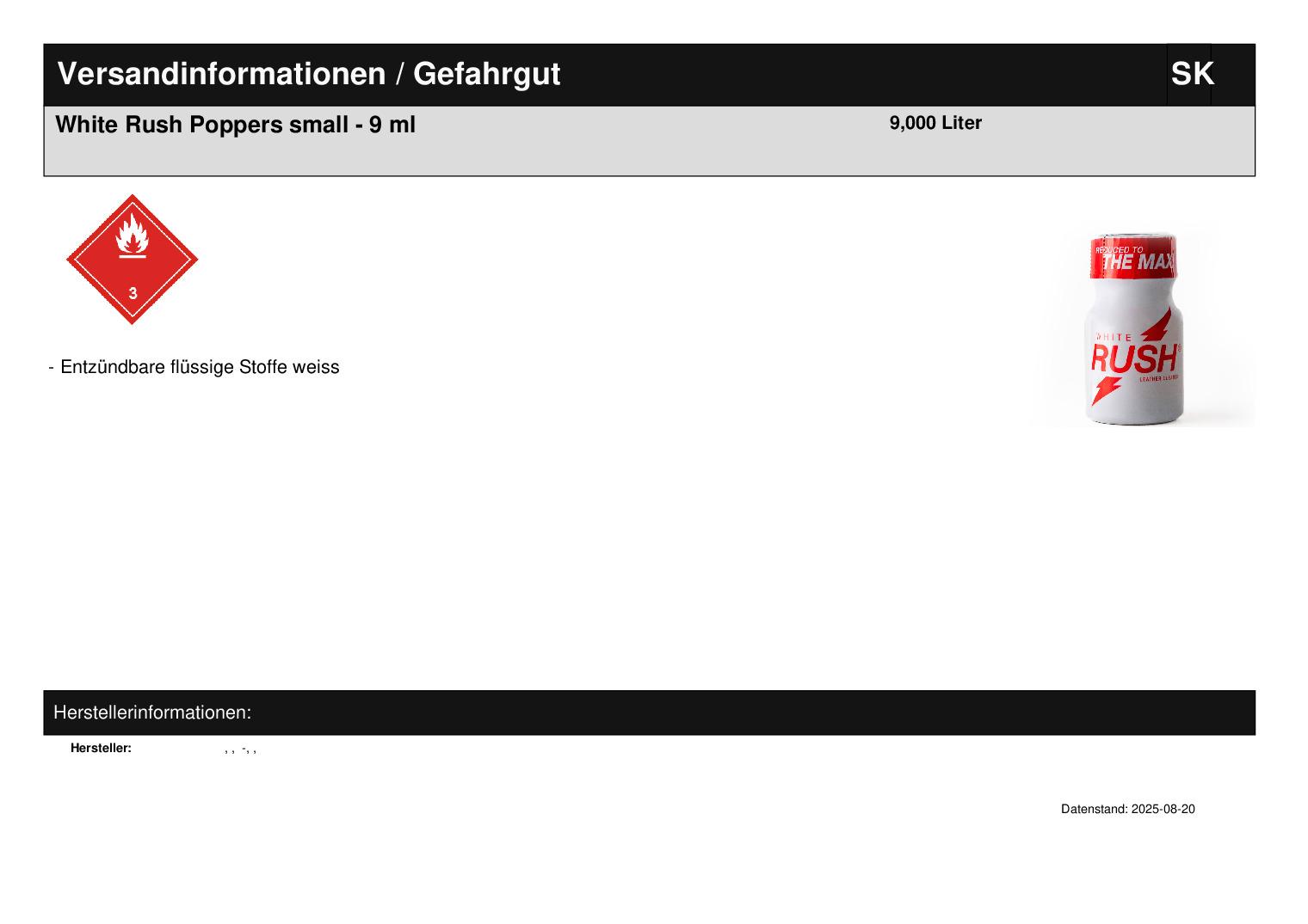 White Rush Poppers small - 9 ml