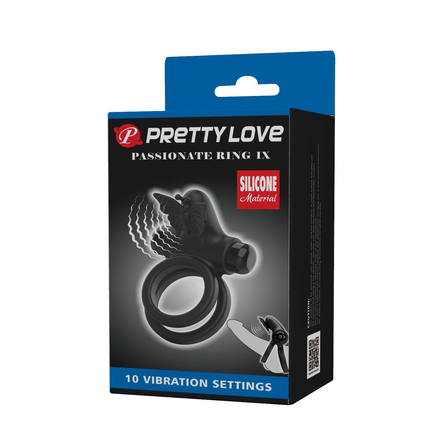 PRETTY LOVE - Passionate Ring Ix, Silicone, 10 functinos of vibration, 1AAA battery. 38-86