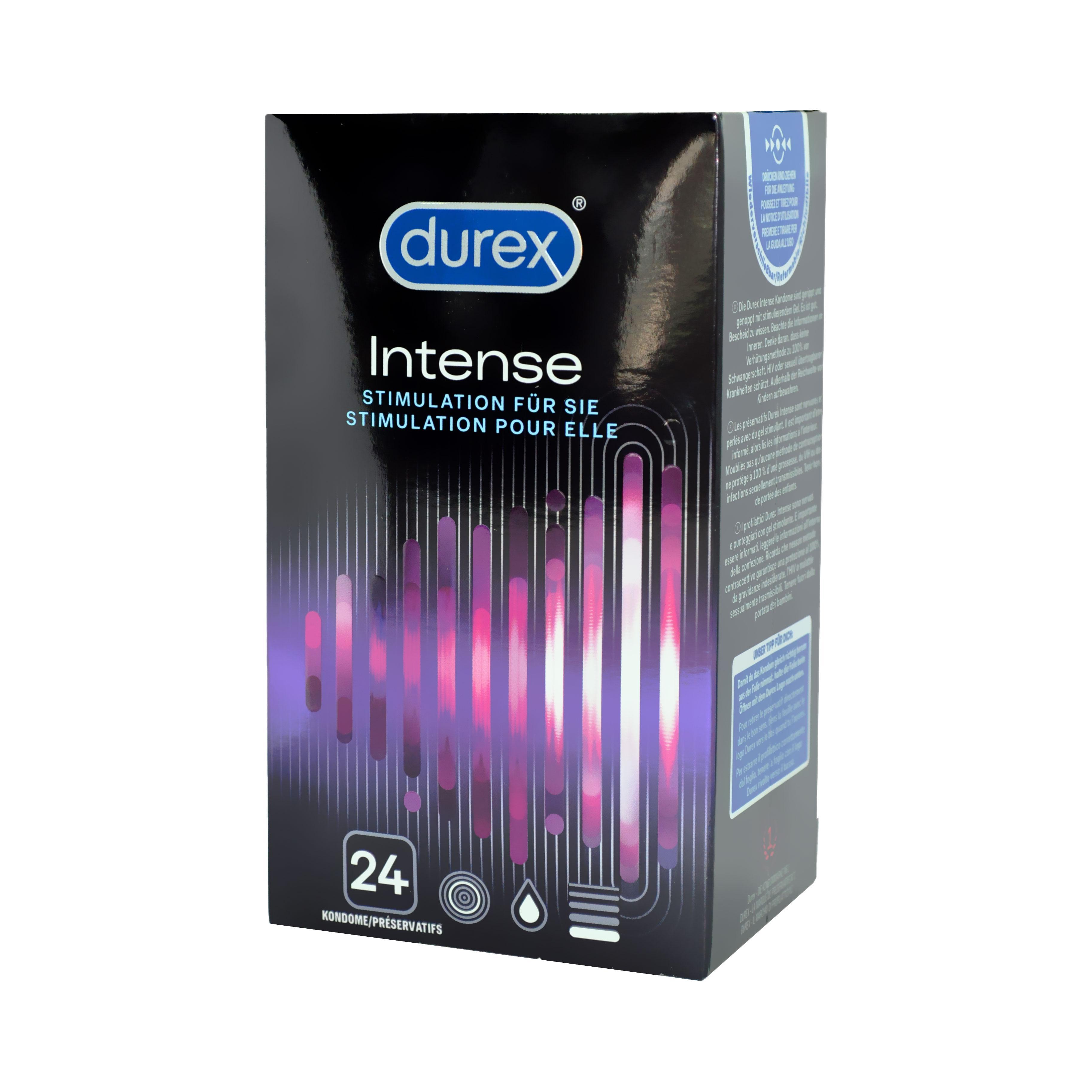 Durex Intense Condoms 24pcs, Nubbed and Ripped, with Reservoir, Ø 56mm, 195mm