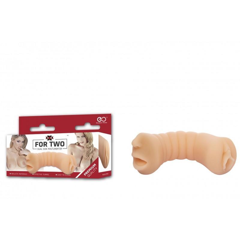 XXX FOR TWO - Dual Side Masturbator Mouth and Vagina, 11cm, Flesh
