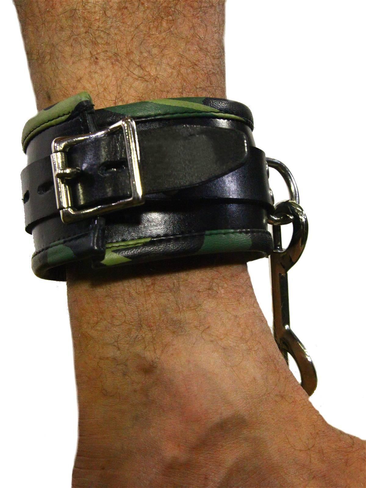 Rude Rider Ankle Cuffs with Padding Leather Camo (Set of 2) One Size