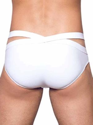 2Eros BLK Double Strap Swim Brief V20 White