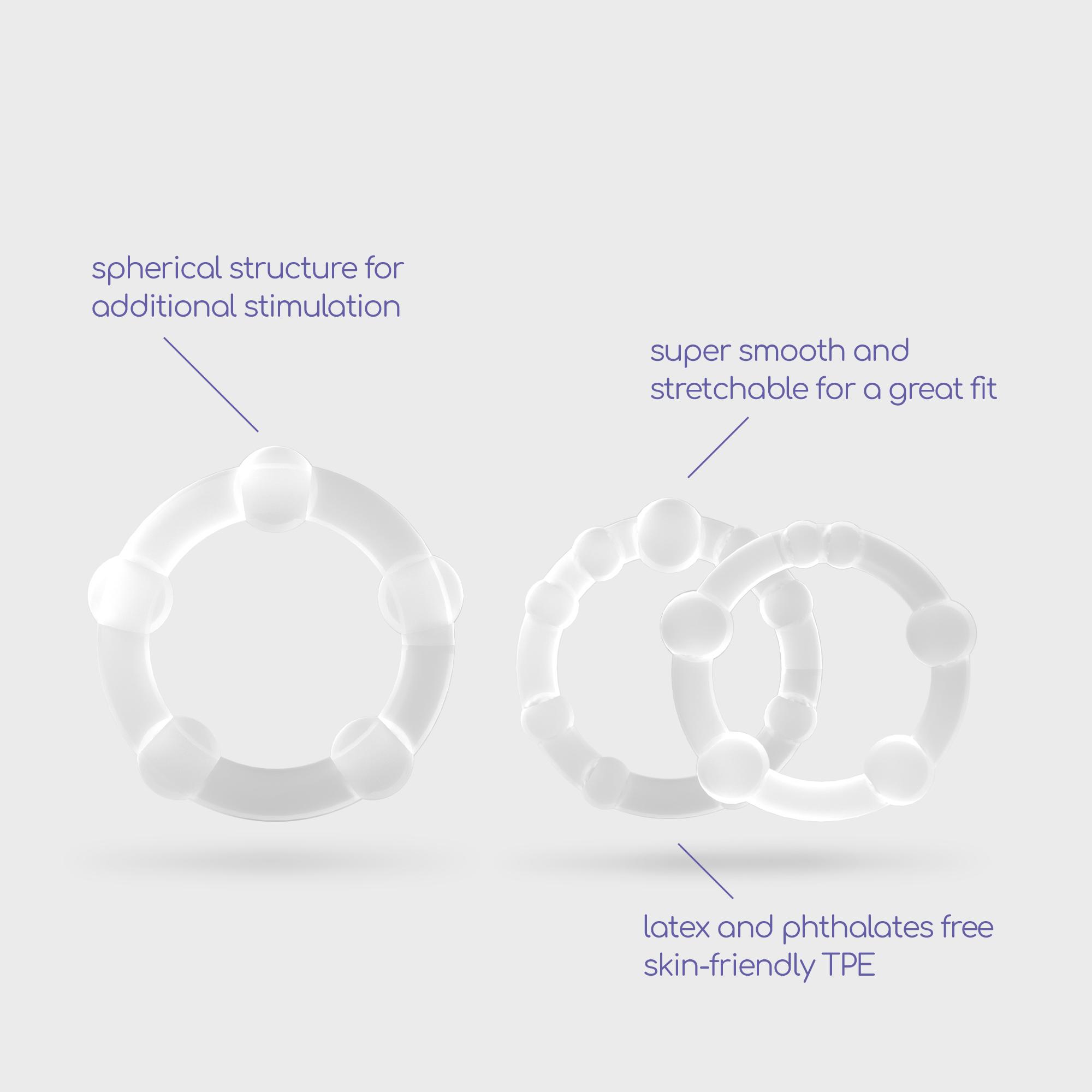 Triple Bead Cockring Set Clear Crushious