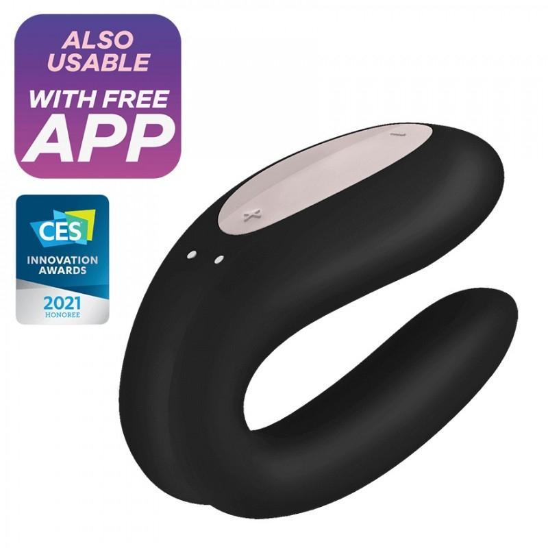 Satisfyer Double Joy Connect App Vibrator, Black, 9 cm