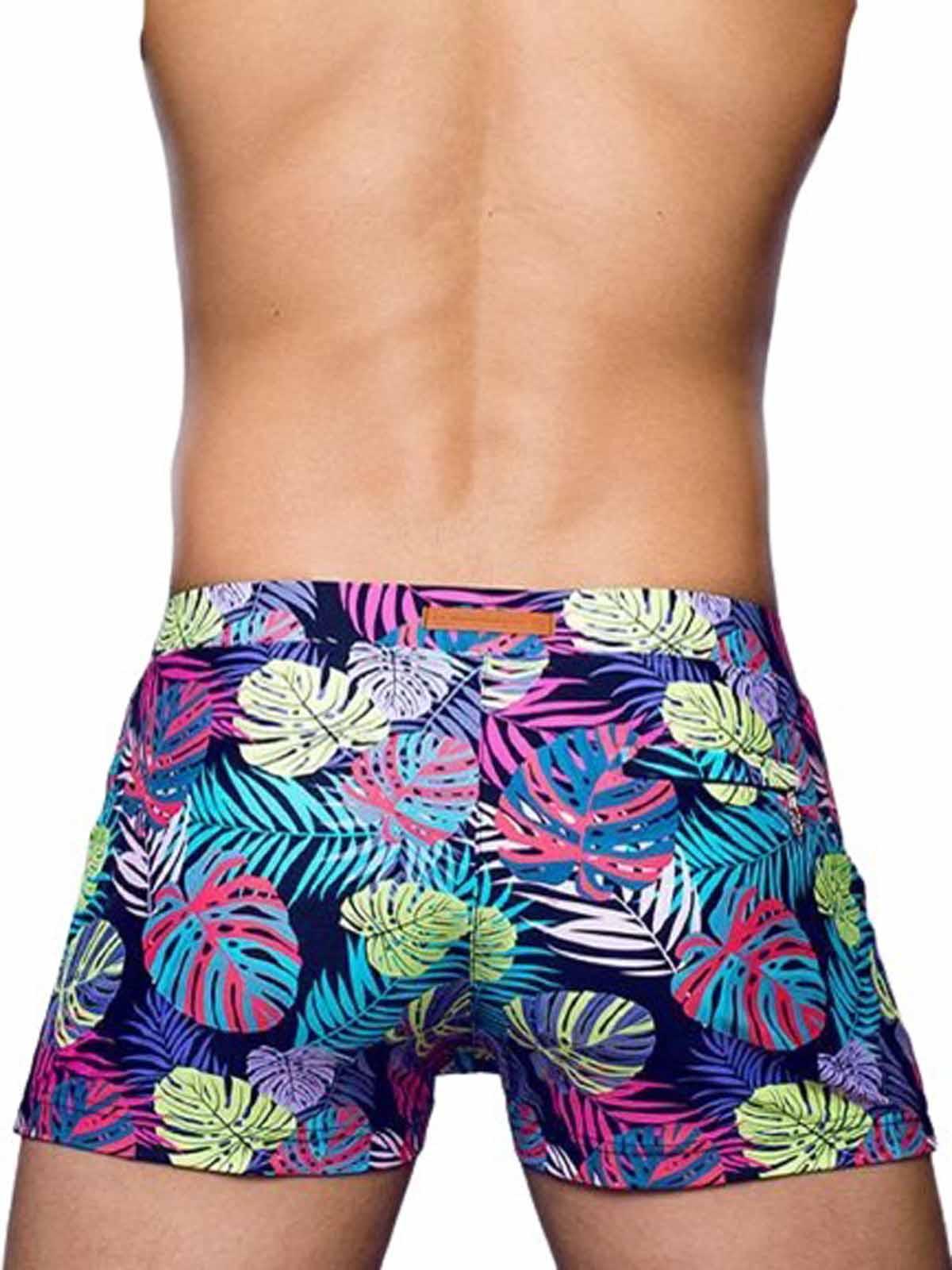 2Eros Print Bondi Bar Beach Swim Trunks V60 Monstera Black (Series 2)