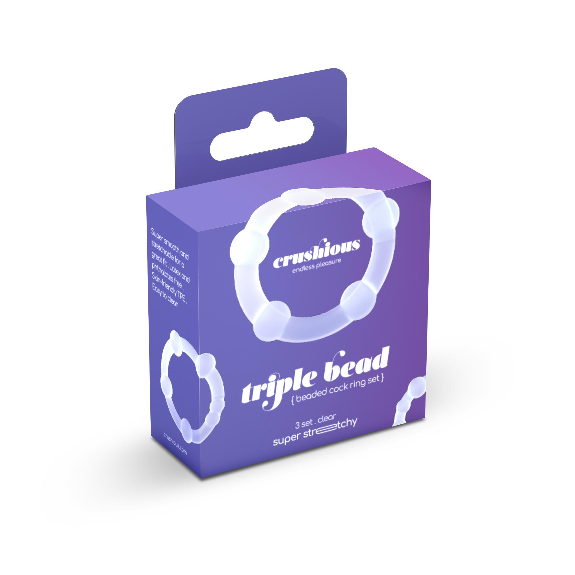 Triple Bead Cockring Set Clear Crushious