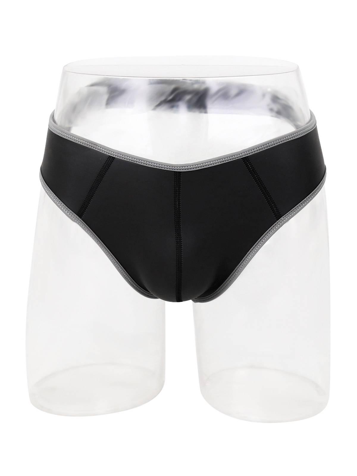 Rude Rider Neoprene Brief Open Back Bottoms Black/Grey, L size