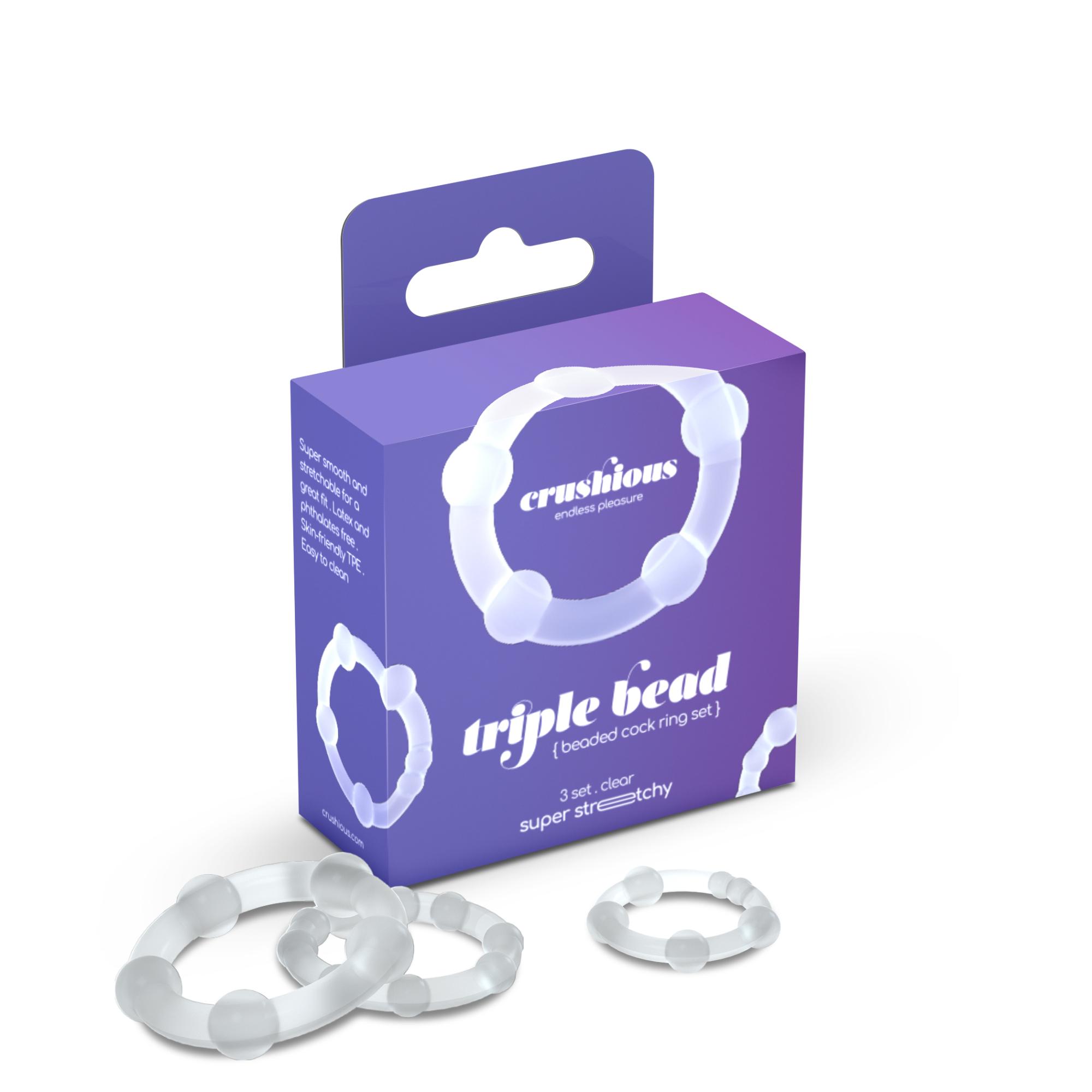 Triple Bead Cockring Set Clear Crushious
