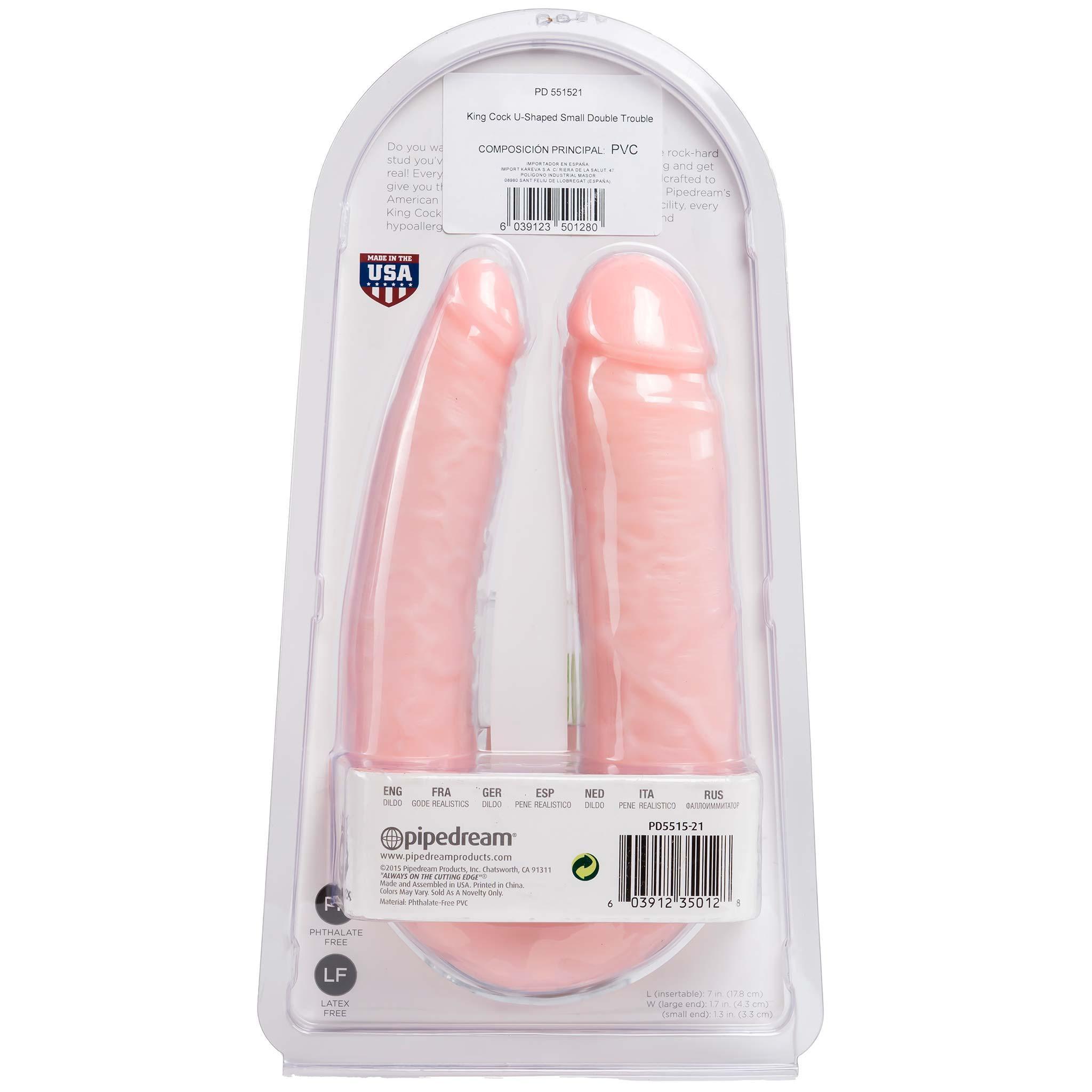 KING COCK U-Shaped Large Double Trouble, 44,4 cm, Flesh